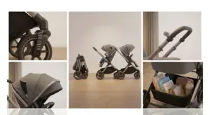 Cărucior modern pentru copii conceput pentru confort și manevrabilitate